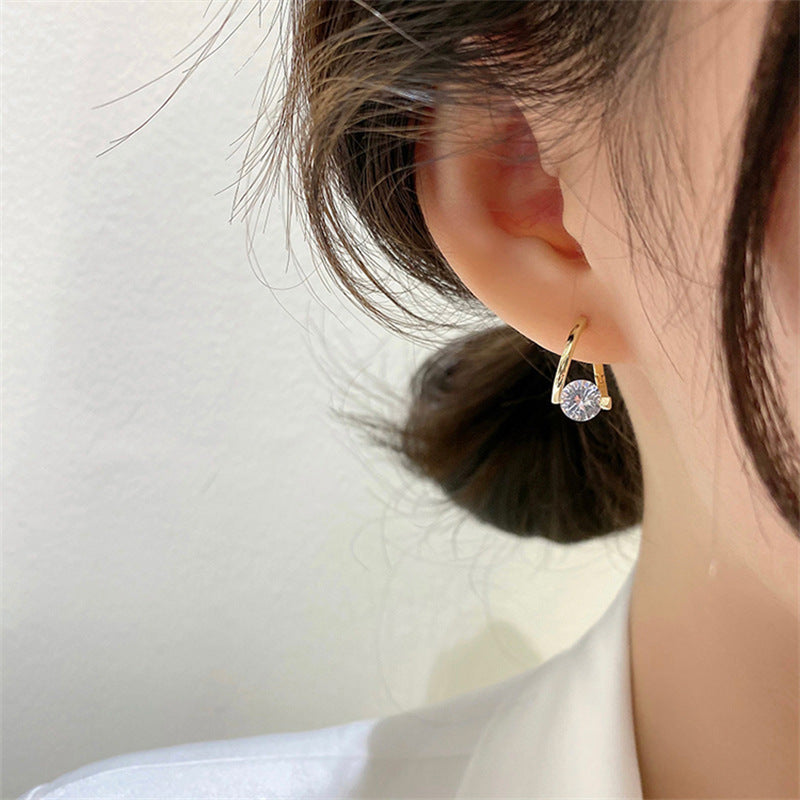 Boucles d'oreilles en cuivre plaqué or véritable, Clip d'oreille Simple en Zircon, petites boucles d'oreilles clignotantes exquises