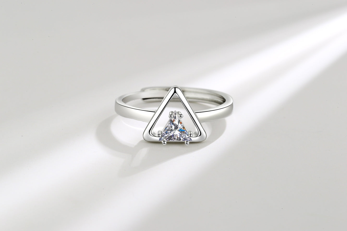 Triangle Zircon Ring Women's Fashion All-match Geometric Open Ring