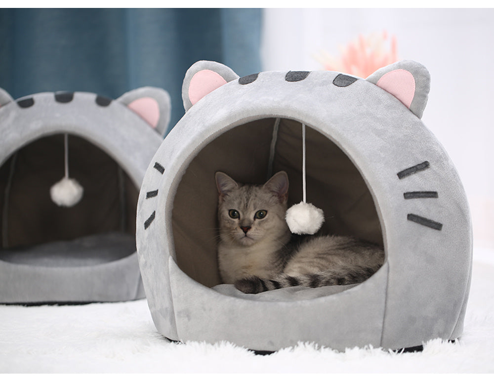 Preciosa cama para gatos, cálida casa para mascotas