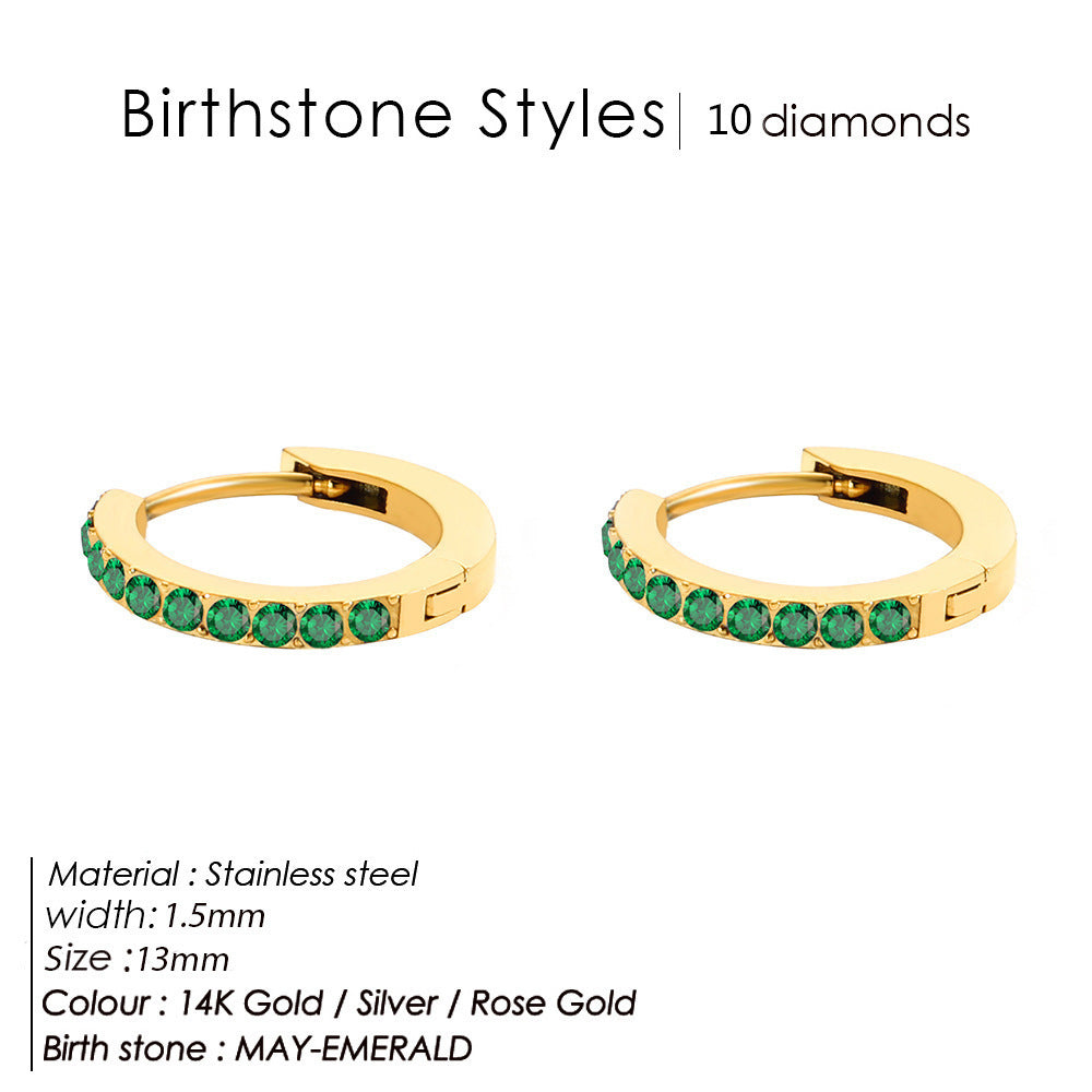Simple Ins Colorful Zircon Earrings For Women