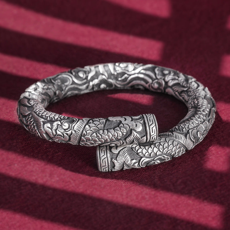 Bracelet de jeu de perles à double tête en argent pour hommes