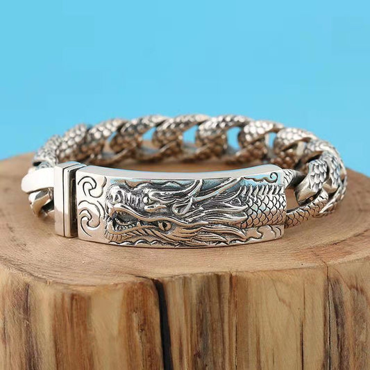 Bracelet pour hommes, sculpture à motif de dragon vintage, leader