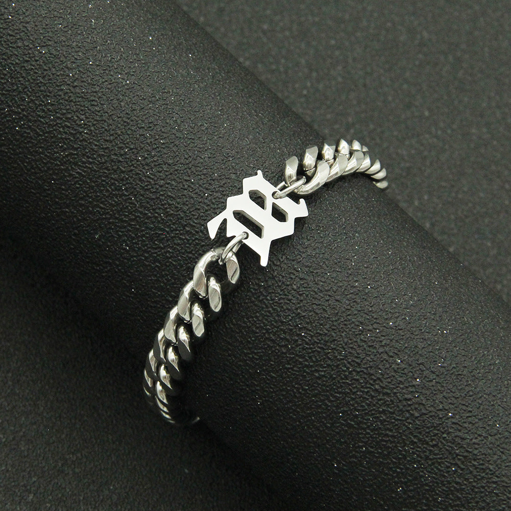 Bracelet chaîne à maillons cubains en acier titane