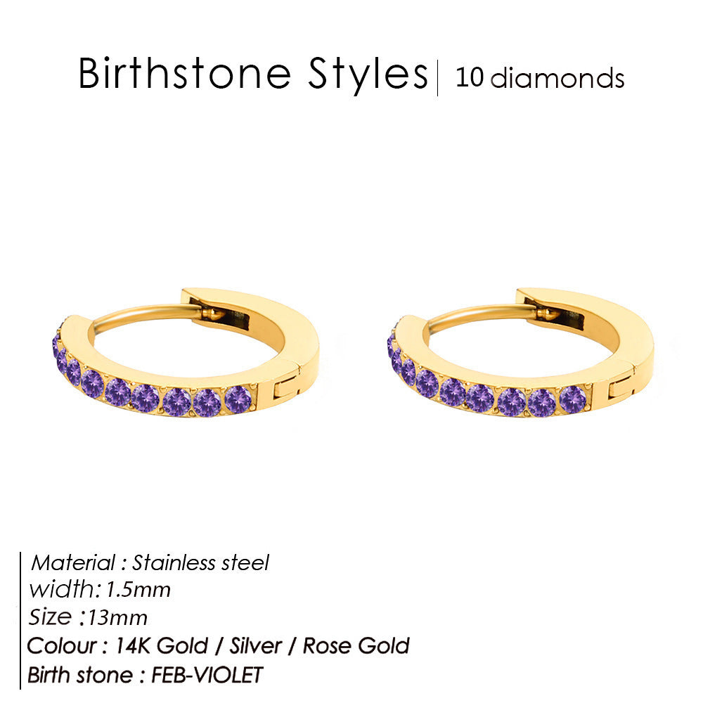 Simple Ins Colorful Zircon Earrings For Women
