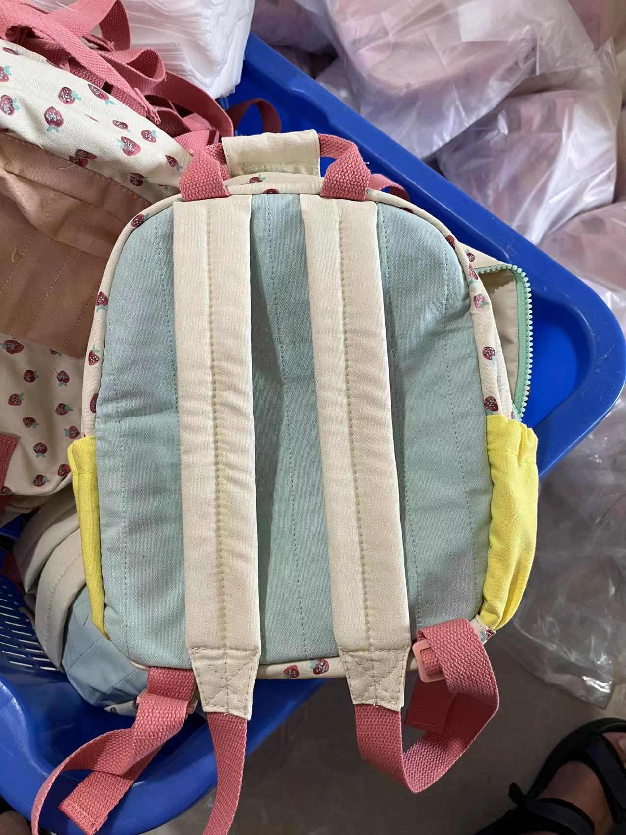 Sac à dos en toile de coton Dopamine fraise, impression multicolore, mignon sac d'école pour enfants, nouvelle collection