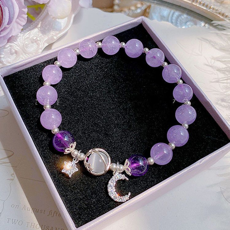 Bracelet opale lavande pour femme, Design d'intérêt particulier, gris clair de lune