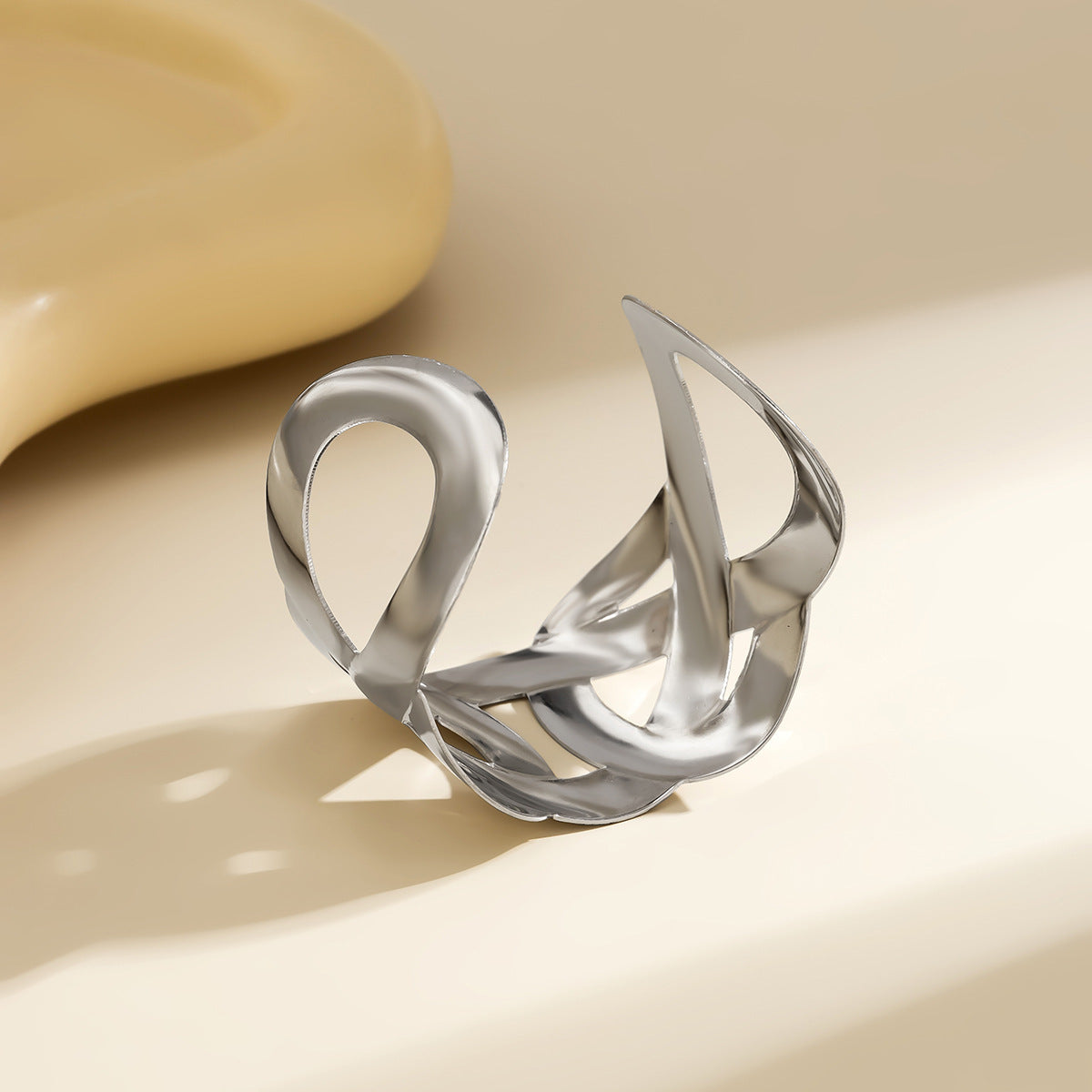 Ornament Personality Trend 8-word Buckle Cross Simple Wide Surface Hollow Metal Bracelet