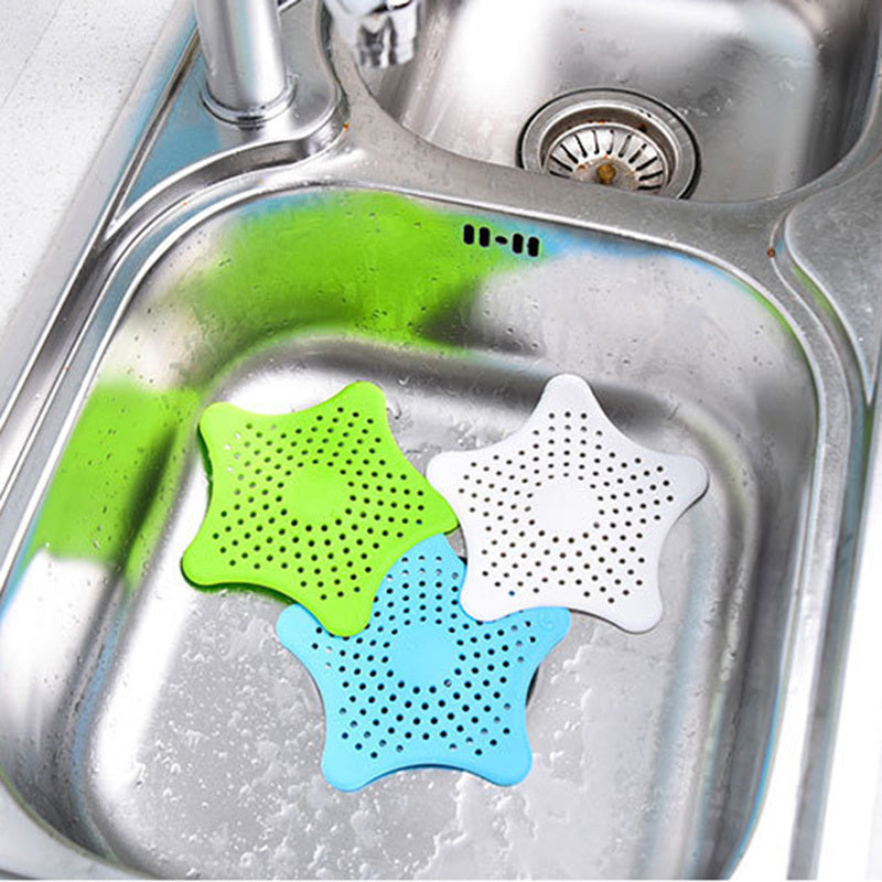 Filtre de vidange d'évier en forme d'étoile de mer en Silicone, 3 pièces, bouchon attrape-cheveux, trou de vidange, filtre pour salle de bains, cuisine, toilettes
