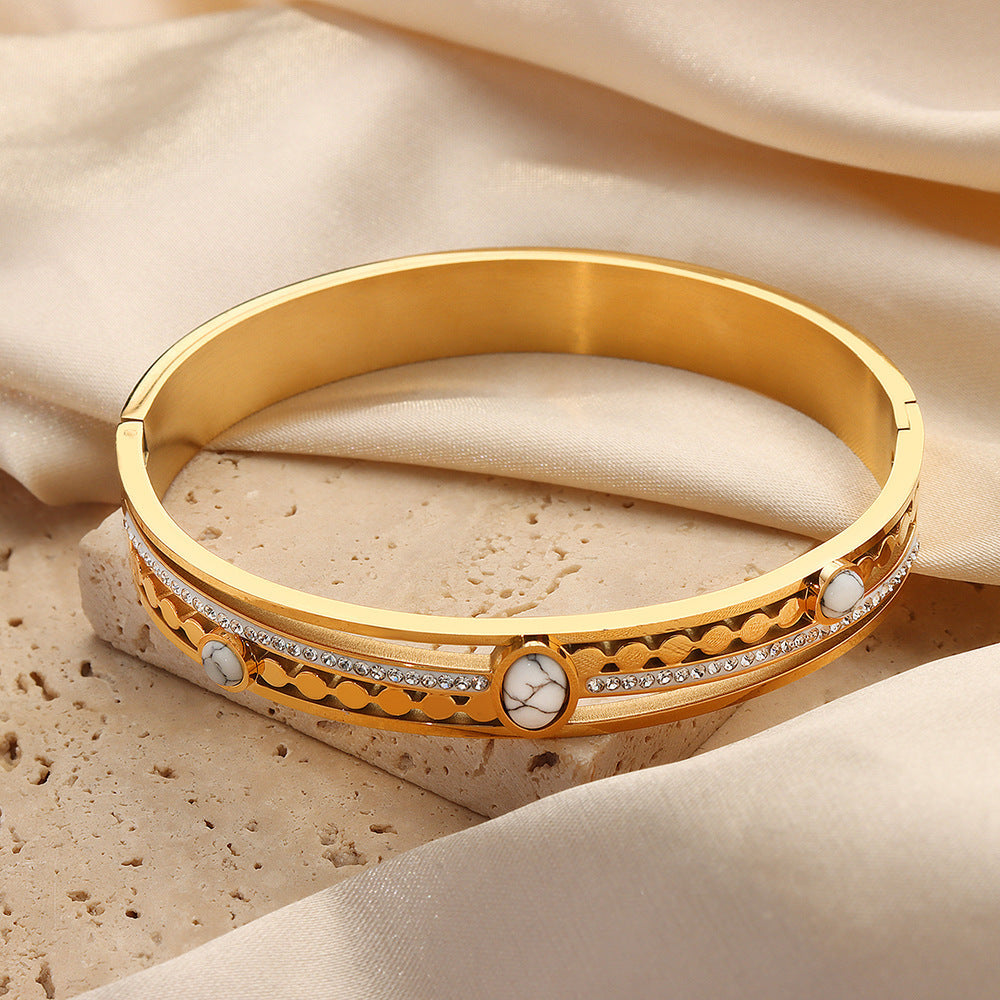 Bracelet à boucle en Zircon incrusté de Turquoise de Style Vintage français