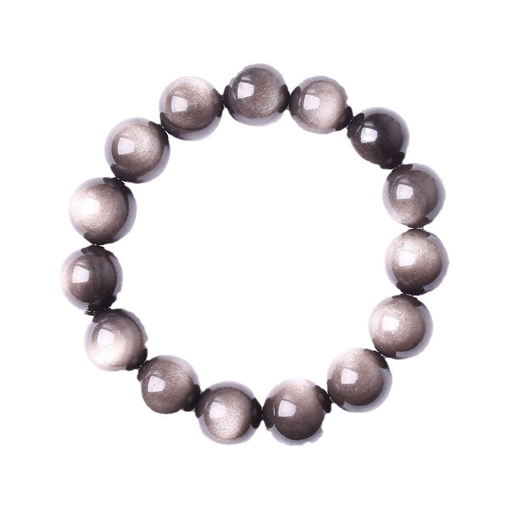 Bracelet minimaliste en obsidienne naturelle pour hommes