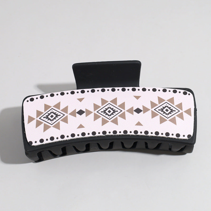 Western Denim Style Fashion Retro Printed Pu Barrettes