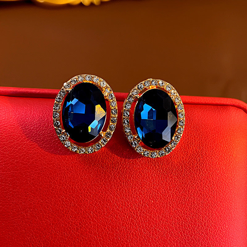 925 Silver Needle Water Diamond Retro Style Earrings