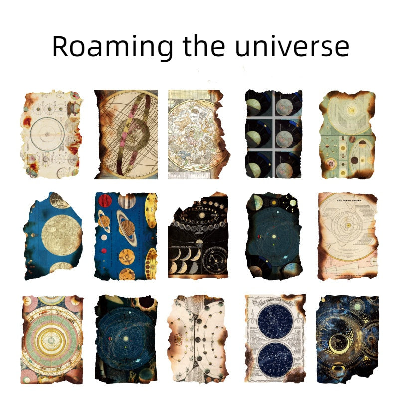 Série de fragments brûlés de papier de matériau brûlé anormal rétro de poème de sucre