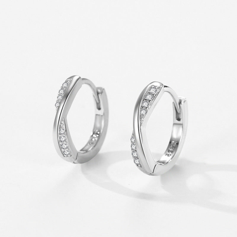 S925 Silver Simple Geometric Design Micro-inlaid Earrings