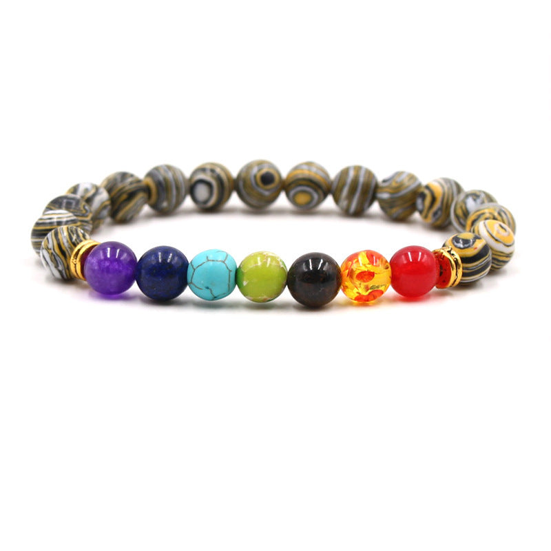Bracelet chapelet coloré en pierre naturelle, Agate Malachite, énergie volcanique, 8mm