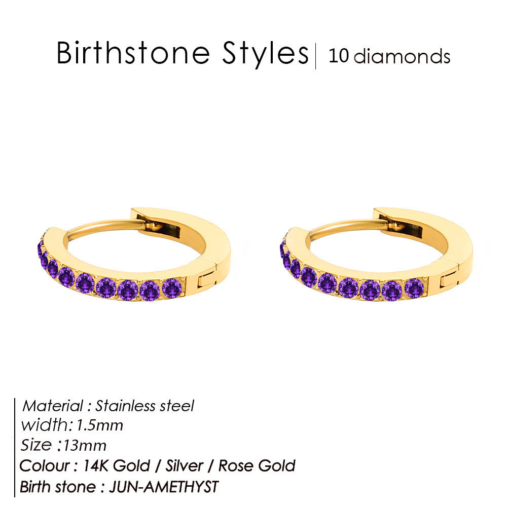Simple Ins Colorful Zircon Earrings For Women