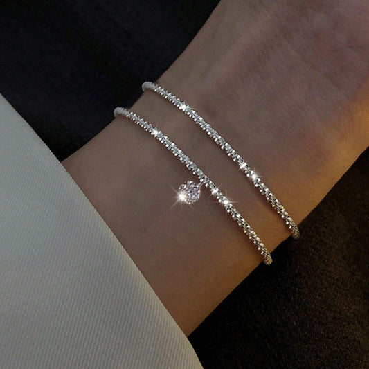 Sparkling Zircon Bracelet 2-piece Set