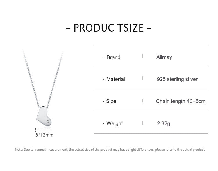 S925 Sterling Silver Cute Heart Shape Necklace For Women
