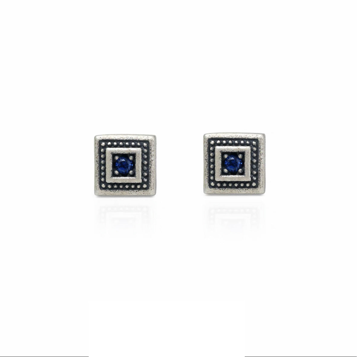 Men's Retro Square Blue Zircon Earrings