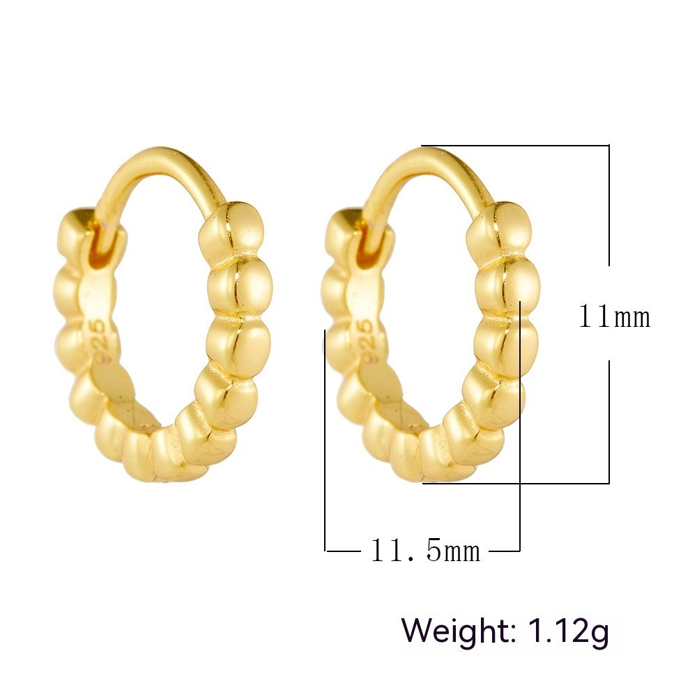 Pendientes de aro retro franceses de plata de ley S925