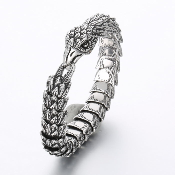 Creative Snake-shaped Eagle Punk Distressed Black Exaggerated Olecranon Titanium Steel Men's Bracelet
