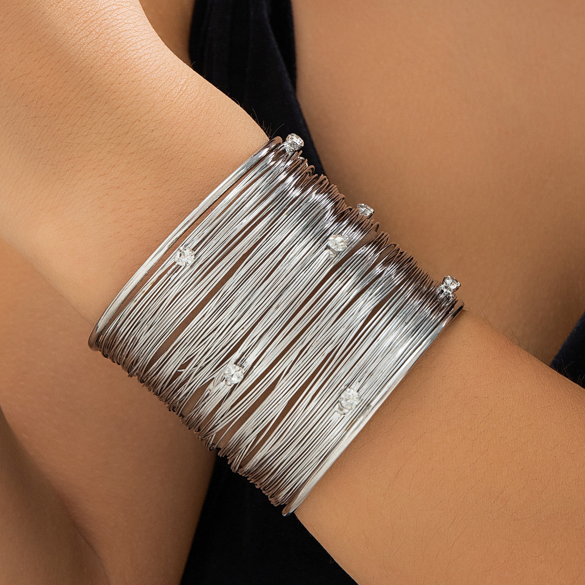 Bracelet à lignes de dessin larges, style punk, doux et cool