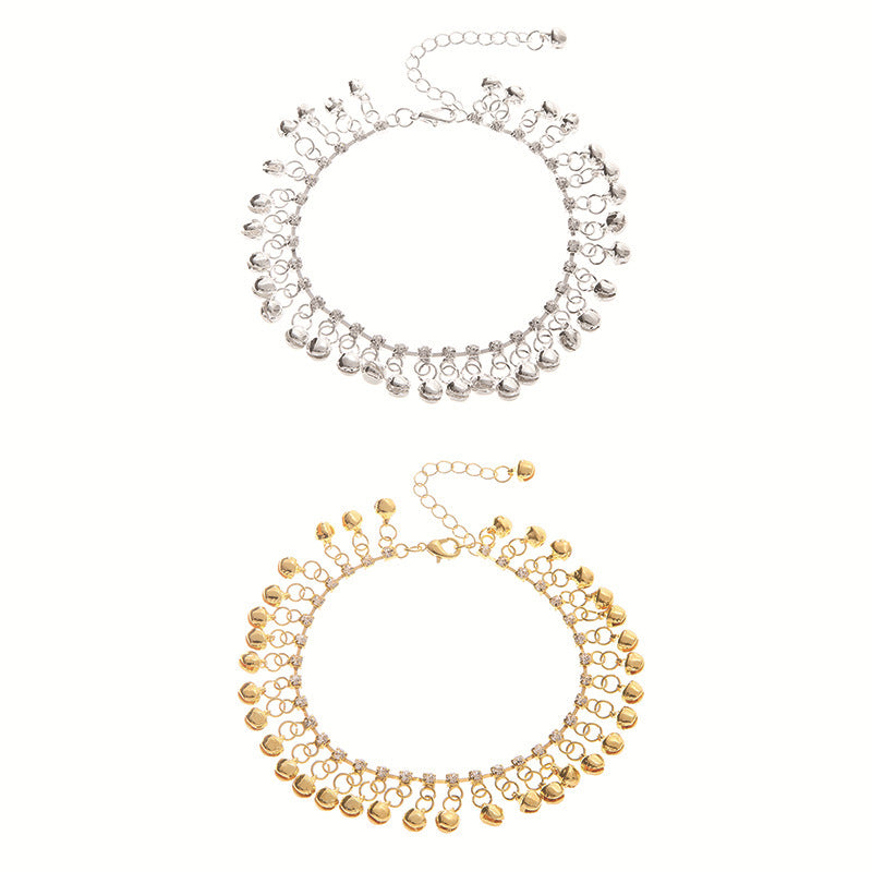 Hawaii Beach Ethnic Retro Gold Silver Alloy Bell Tassel Anklet