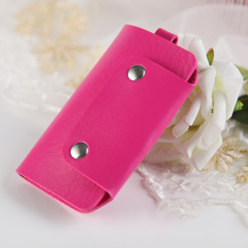 Color button leather key case