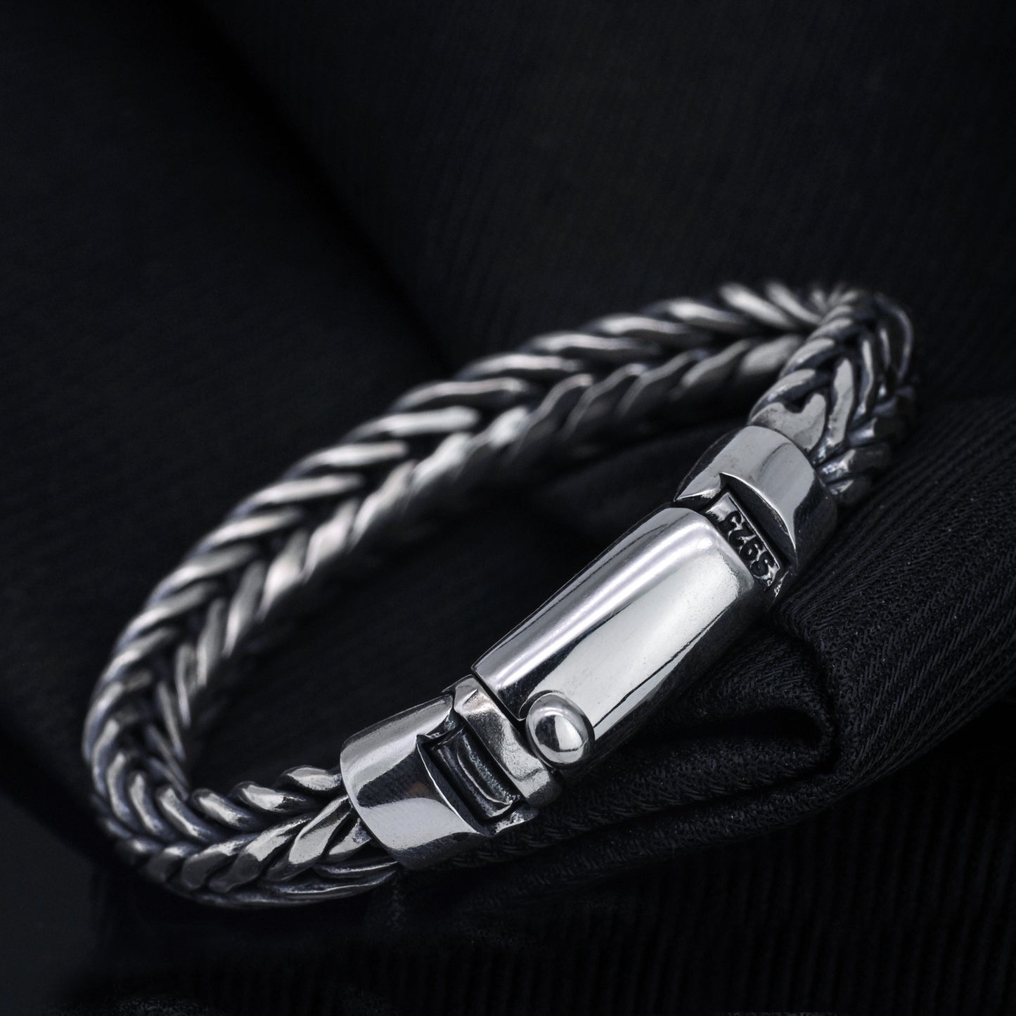 Bracelet de quille tissé à la main en argent S925 pour hommes