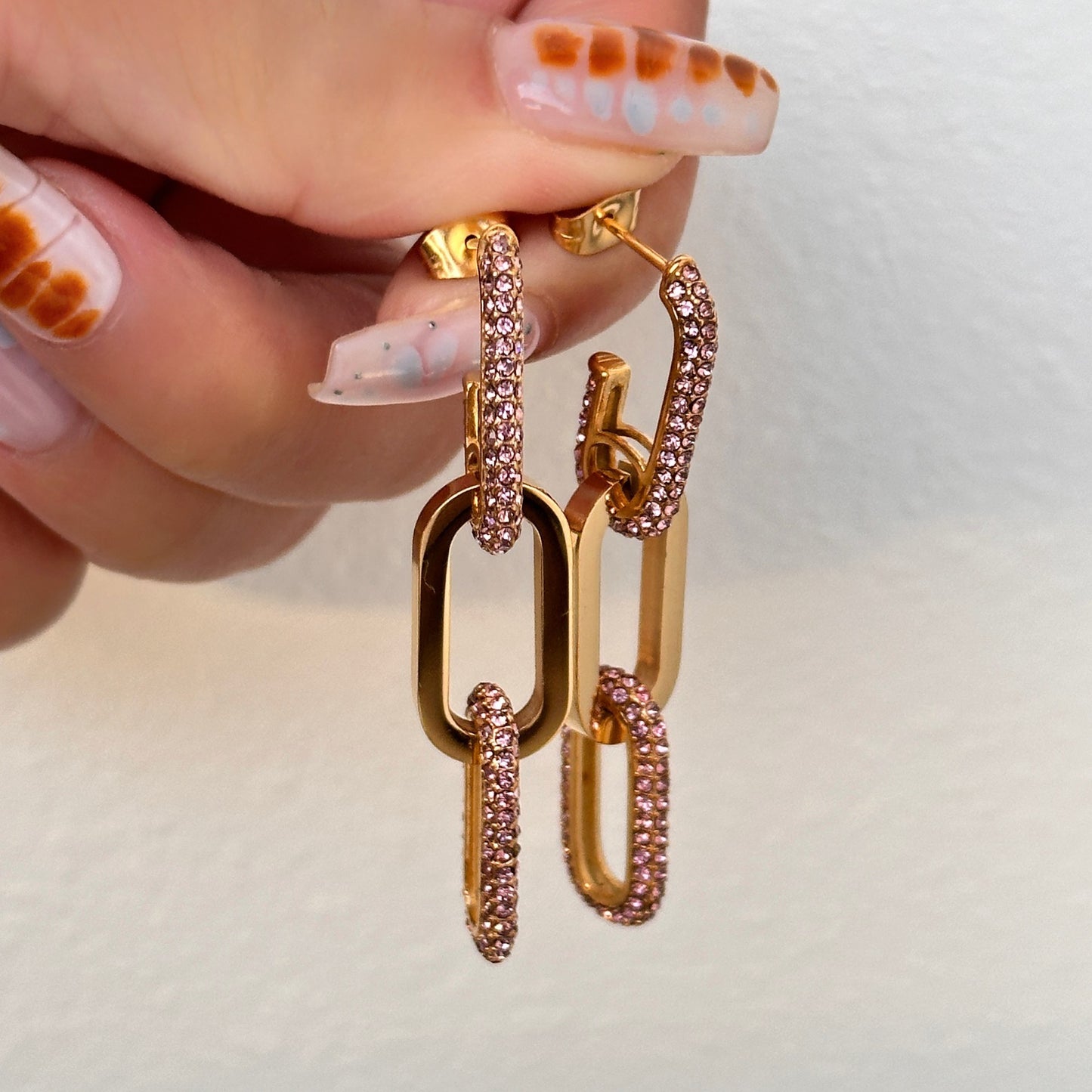 Retro Polished Rectangular Geometric Zircon Earrings