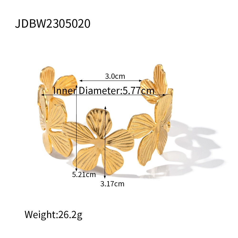 Nueva pulsera de flores, traje de alta calidad, elegante temperamento antiguo, adorno de acero de titanio turquesa africana