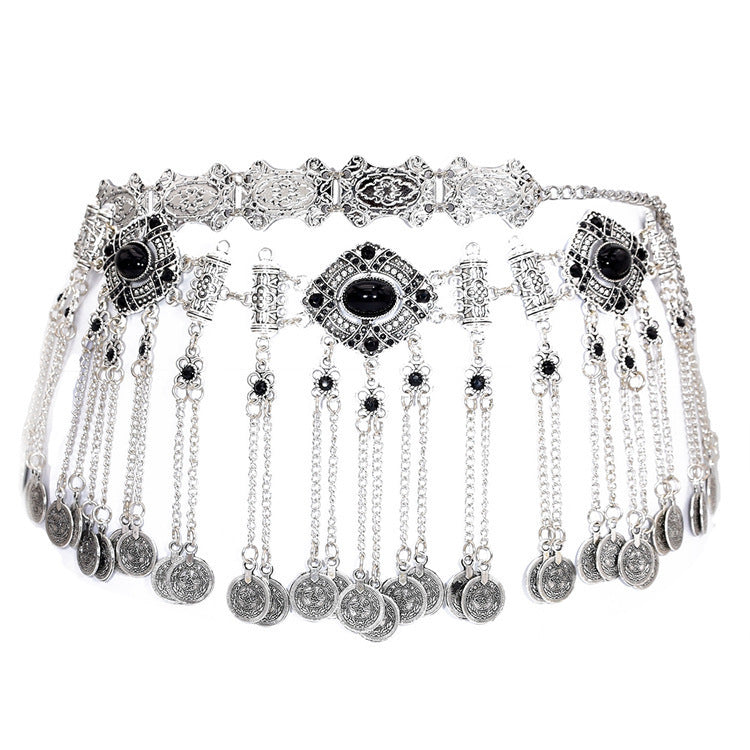 Retro Ethnic Style Coin Pendant Waist Chain For Women