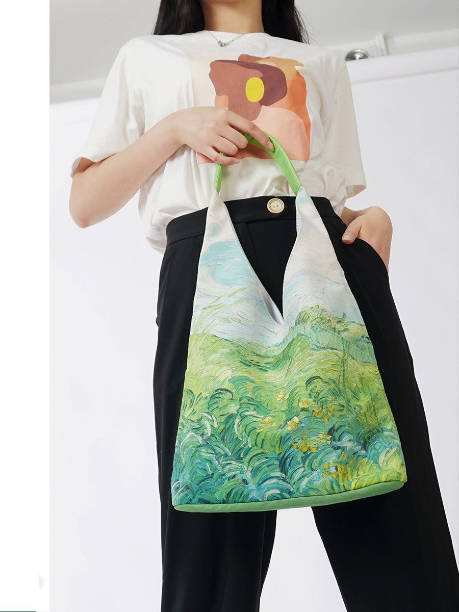 Sac en toile de champ de blé pour peinture à l'huile, sac à bandoulière Portable de grande capacité à la mode
