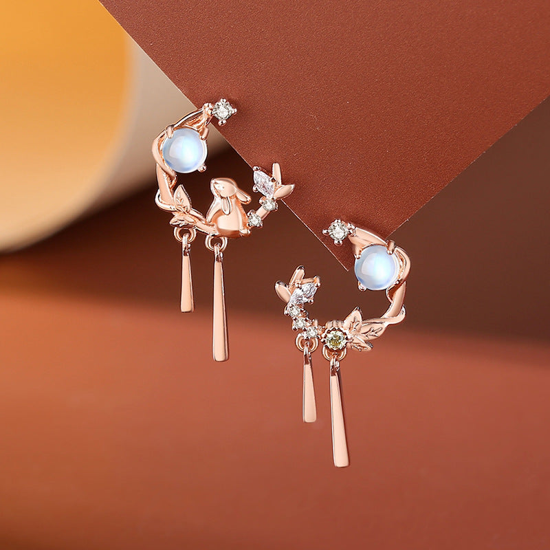 Pendientes de conejo adorables estilo Mori originales estilo nacional Retro