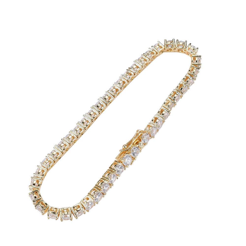 Chaîne de Tennis 3mm 4mm 5mm, cuivre Micro incrusté de Zircon, Bracelet à une rangée, Bracelet Hip Hop