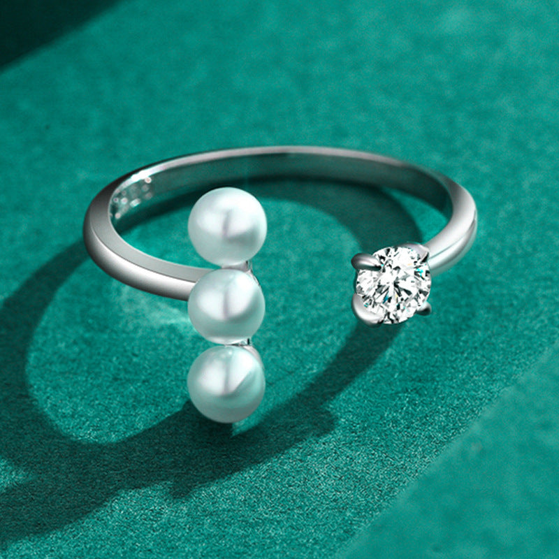 S925 Sterling Silver Adjustable Pearl Ring