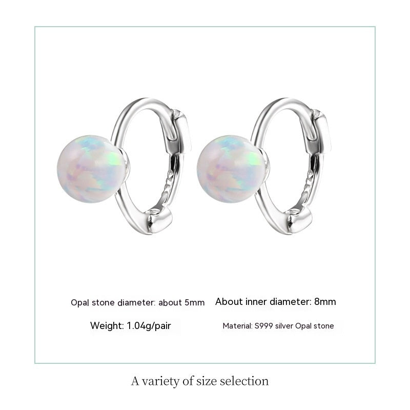 S999 Pure Silver Refined Zircon Pearl Earrings