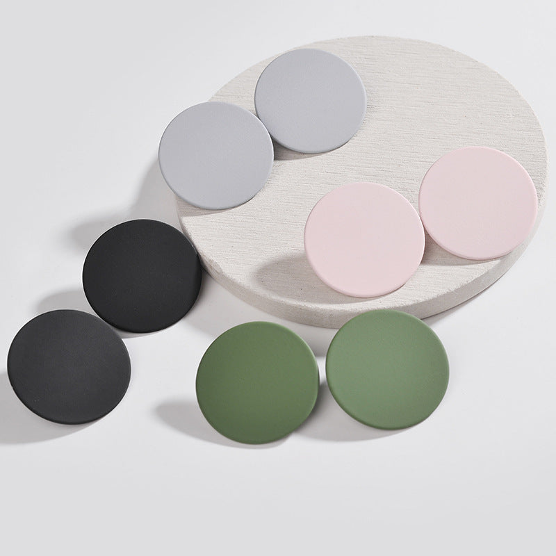 Female Alloy Spray Paint Geometric Round Earrings