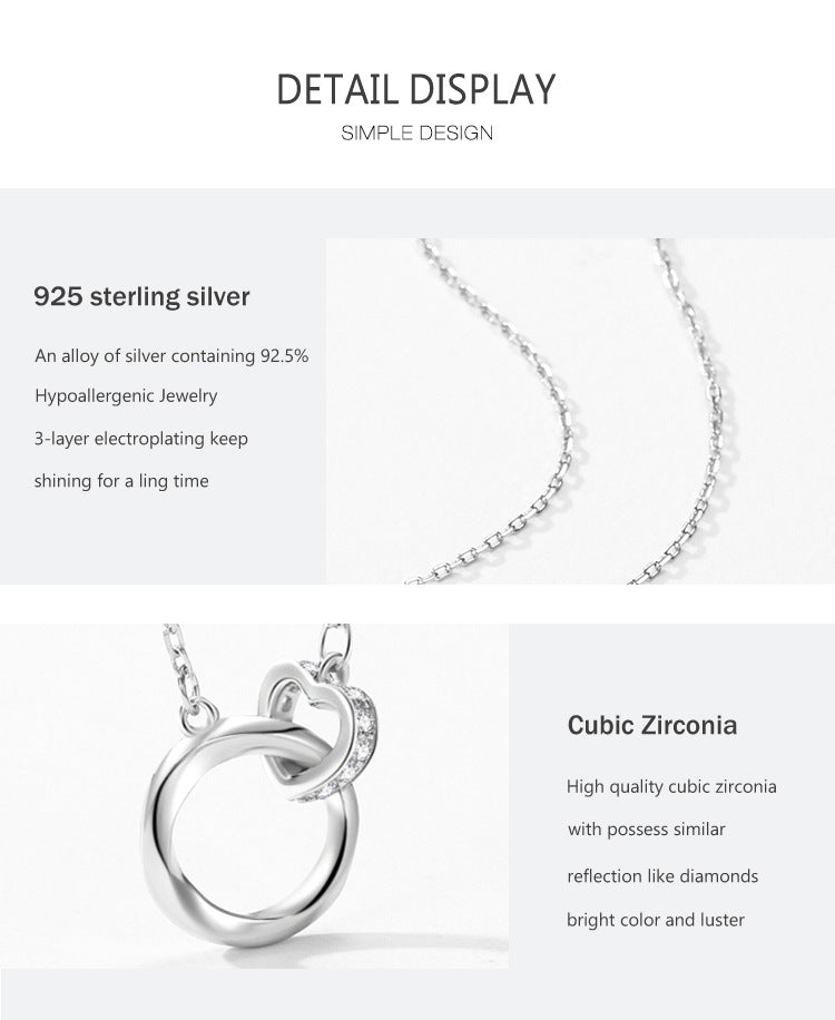 Collier micro-incrusté en argent sterling S925 avec serrure en forme de cœur