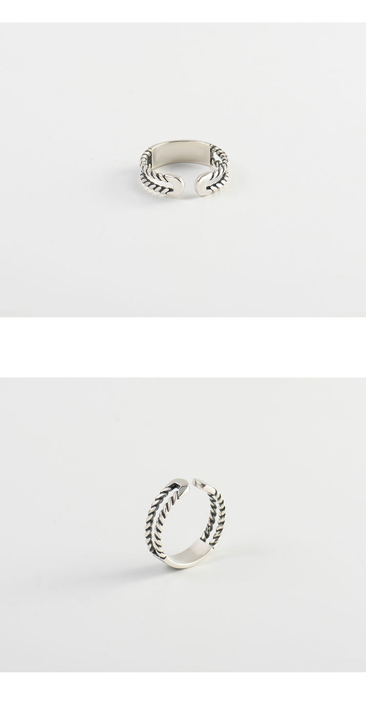 S925 Sterling Silver Retro Twist Destiny Love Ring