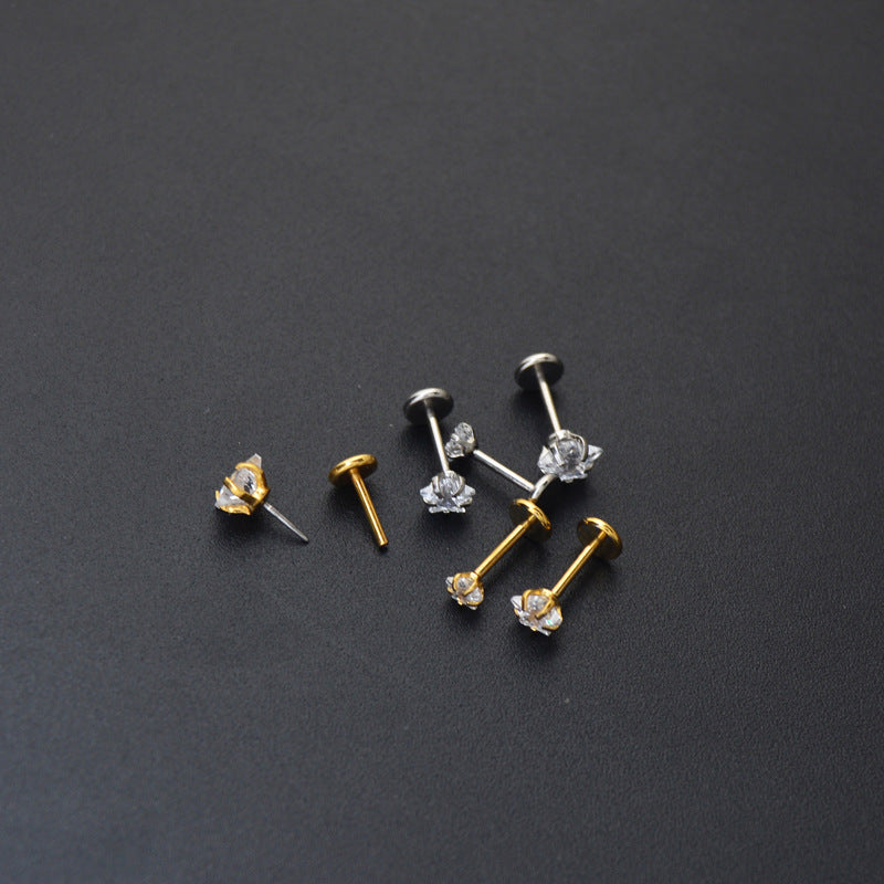 Round Four-claw Flat Ear Studs