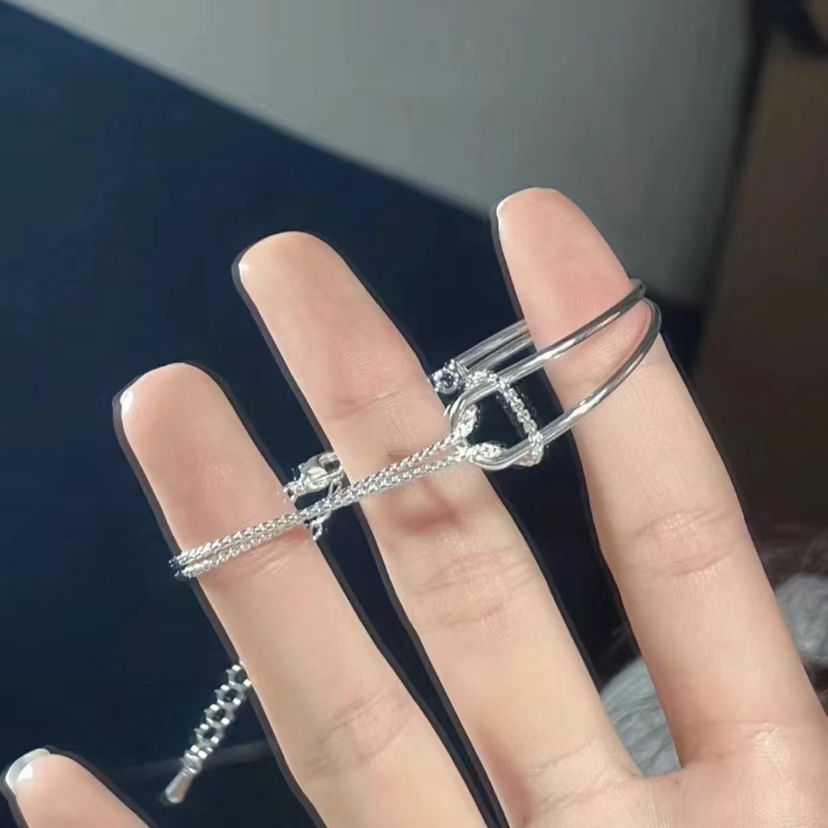 Simple High-grade Knotted Double-layer Half Bracelet For Women