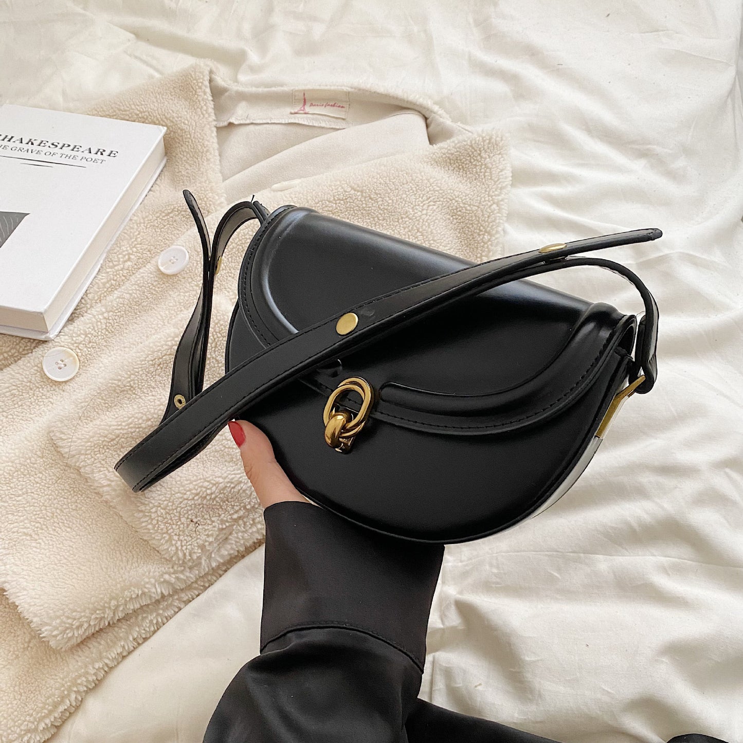 Bolso retro para mujer, bolso de hombro que combina con todo a la moda