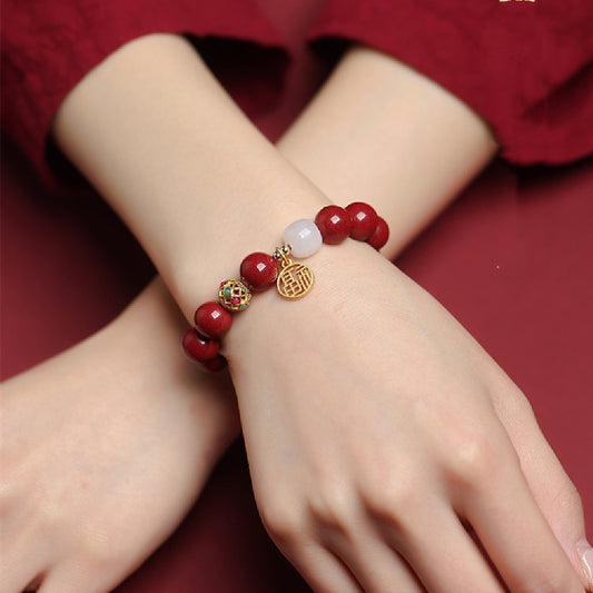 Bracelet de cinabre de minerai brut naturel pour les femmes
