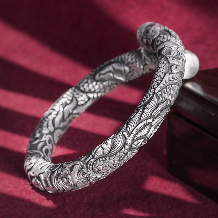 Bracelet de jeu de perles à double tête en argent pour hommes
