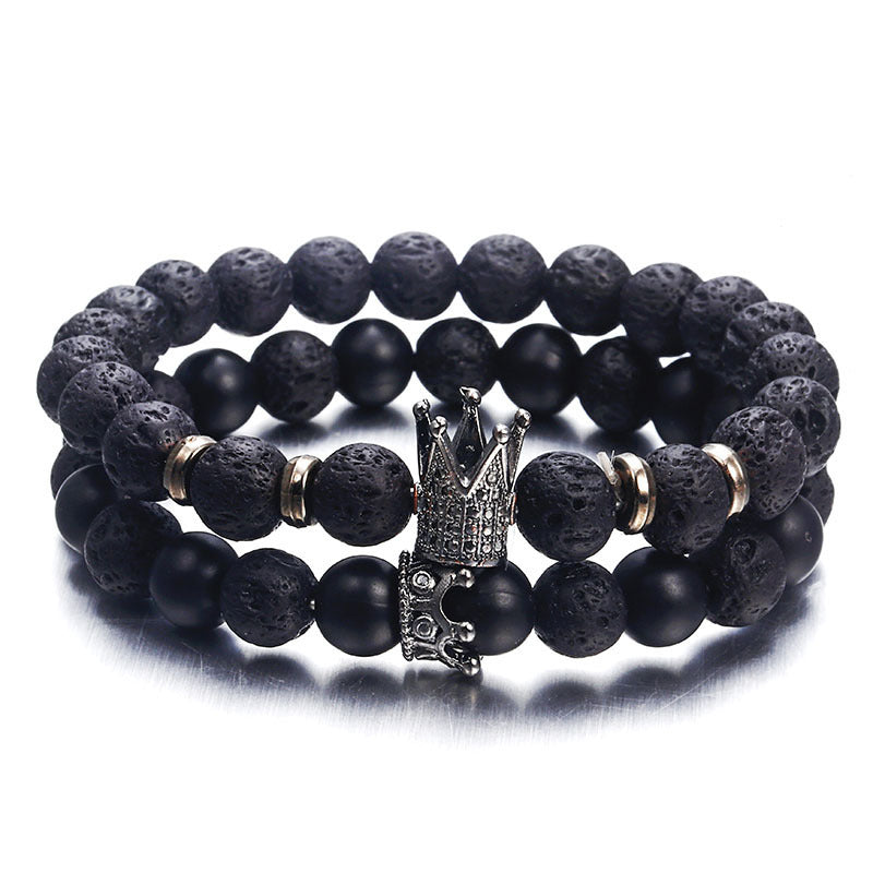 Bracelet en pierre volcanique d'agate naturelle