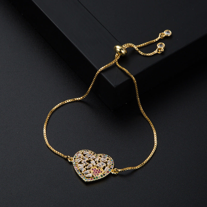 Bracelet en cuivre plaqué or pour femmes, Style Normcore, Micro incrusté de Zircon, cœur, papillon