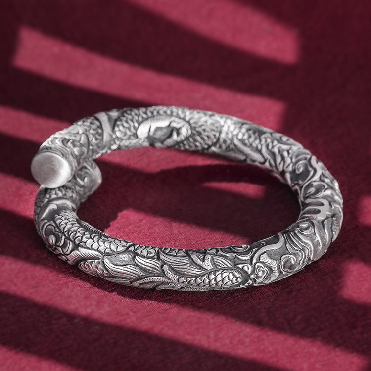 Bracelet de jeu de perles à double tête en argent pour hommes