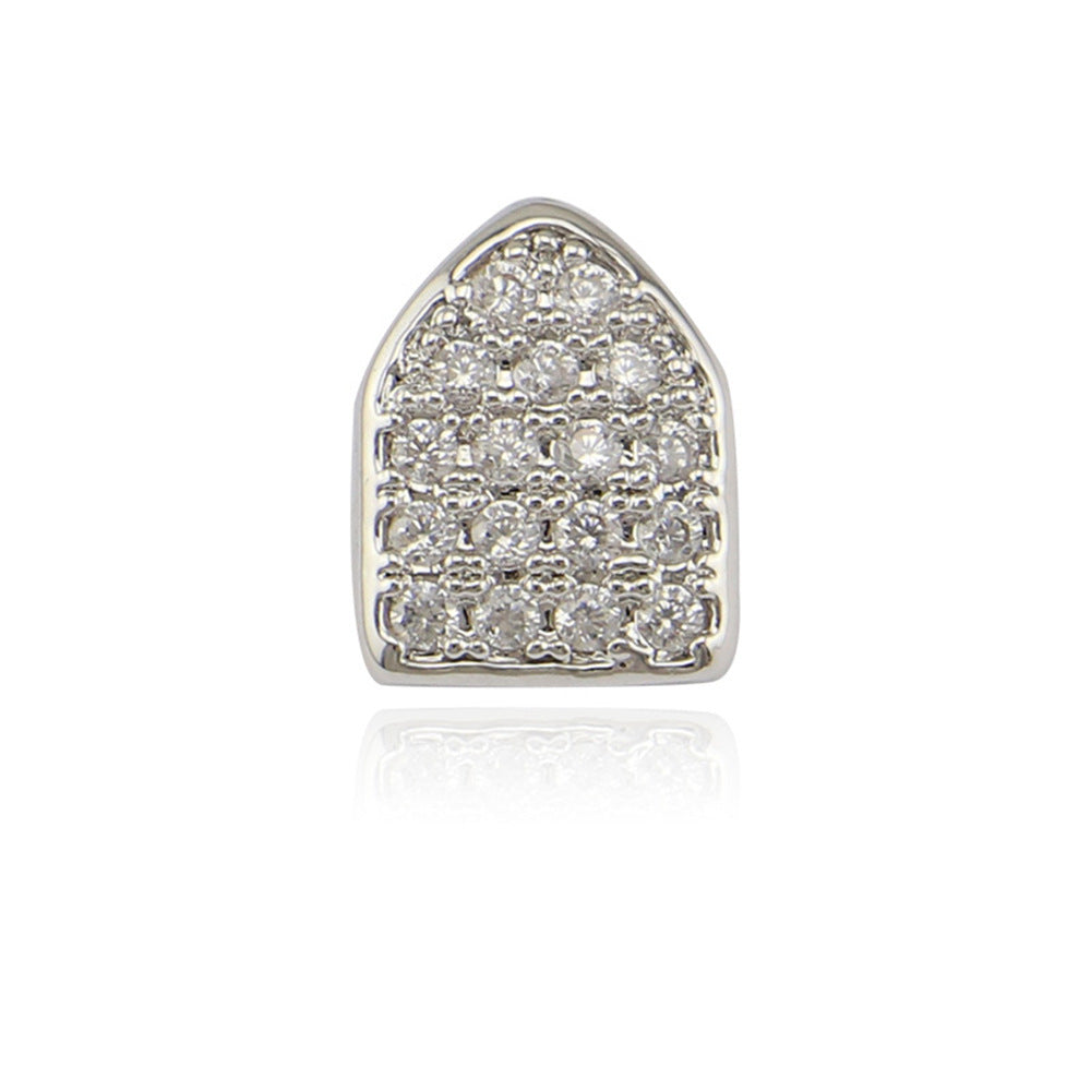 Zócalo de diente de Hip Hop con microincrustaciones de circonio 4A, chapado en oro de 18 quilates