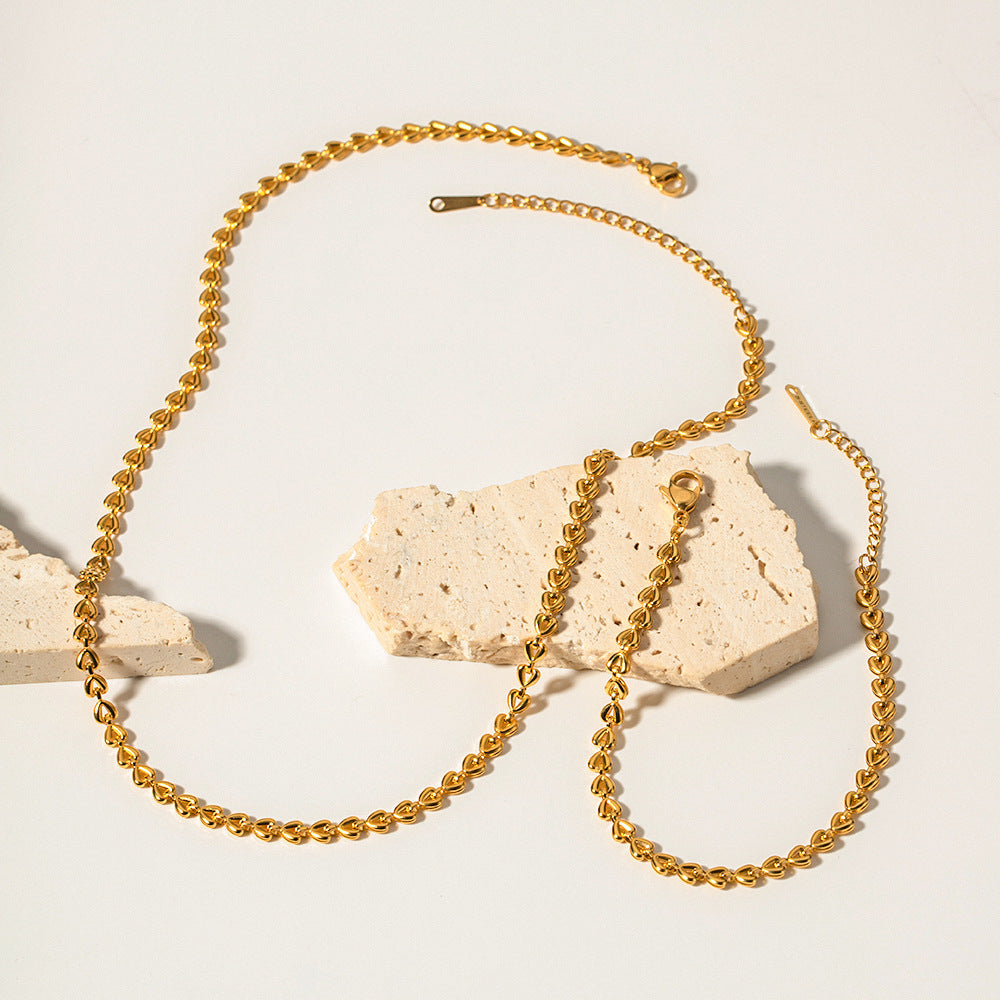 Ins Style – collier et bracelet tissés en acier inoxydable plaqué or 18 carats, creux, amour